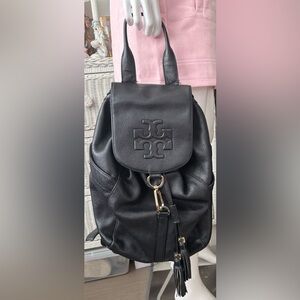 Tory Burch Backpack Pebble Grain Leather 2 -Way in Black Medium 13” x 10” x 4.5”